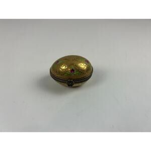 Limoges France Incrustation Trinket Box Hand Painted Roses Raised Gold Oval